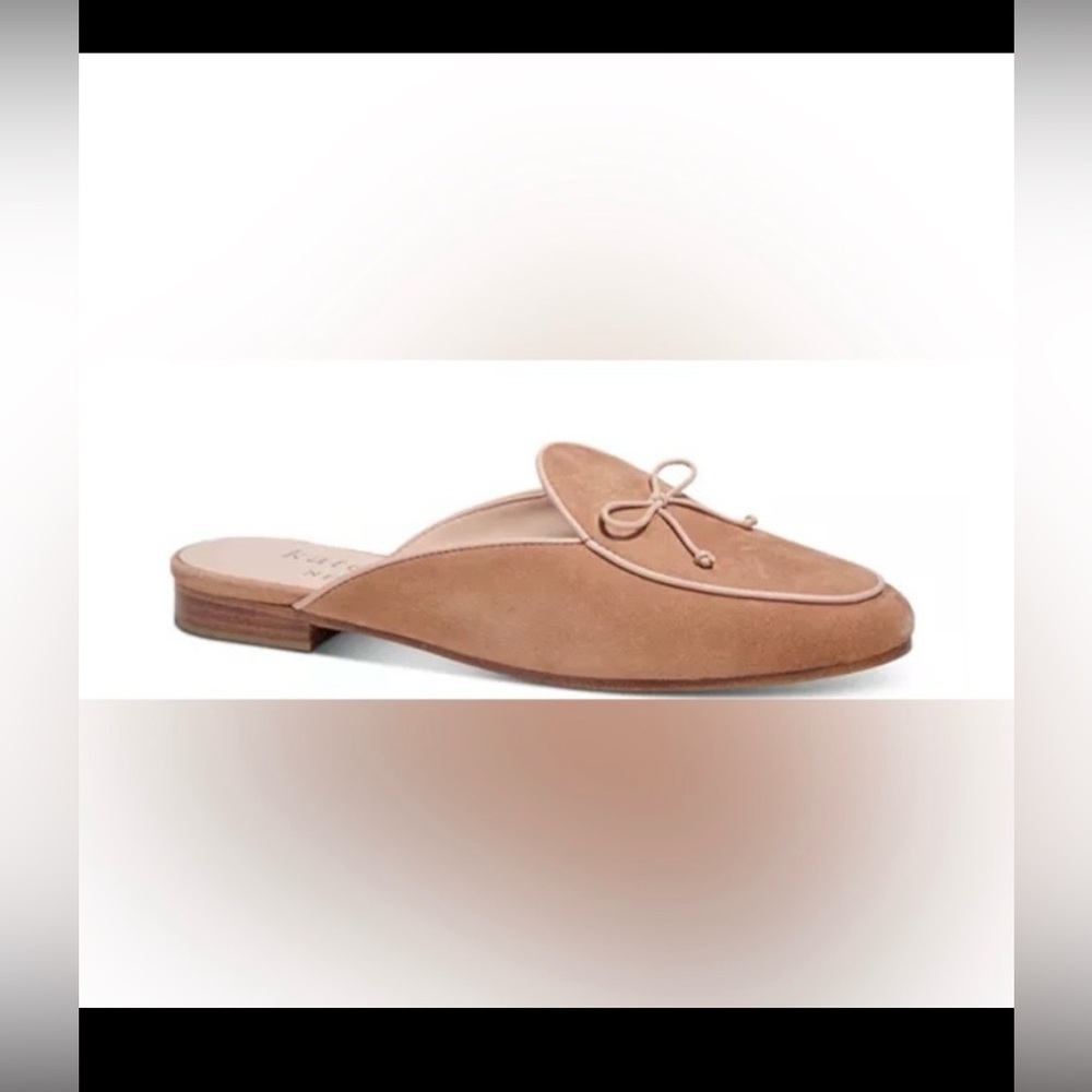 Kate Spade Devi Mules Suede Slip On w/ bow accent in creamy tan Size 9.5
